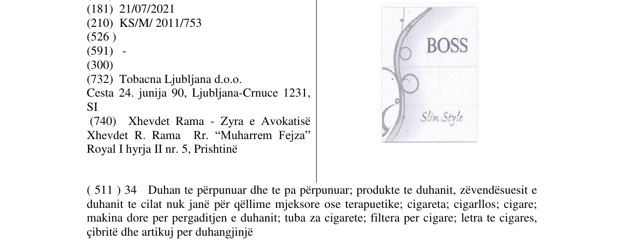 Zëri i markës BOSS Slim Style në buletin