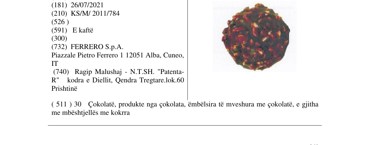 Zëri i markës PRALINE DEVICE në buletin