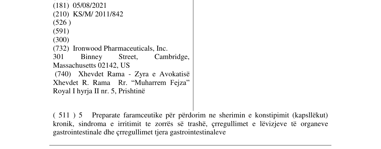 Zëri i markës LINZESS në buletin