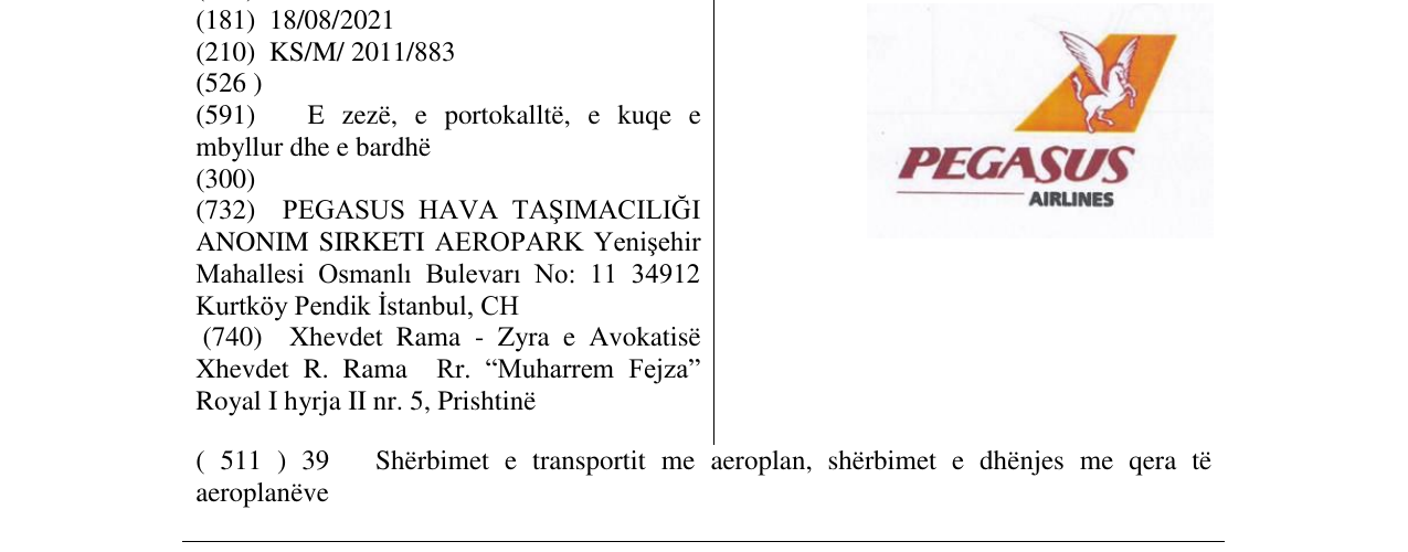 Zëri i markës PEGASUS AIRLINES në buletin