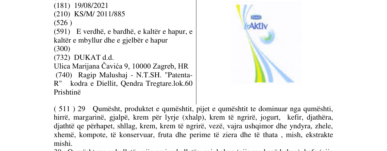 Zëri i markës DUKAT b-Aktiv në buletin