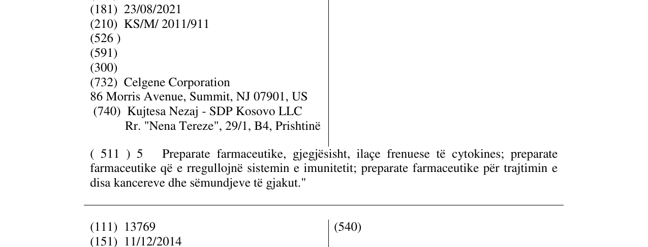 Zëri i markës IMNOVYD në buletin