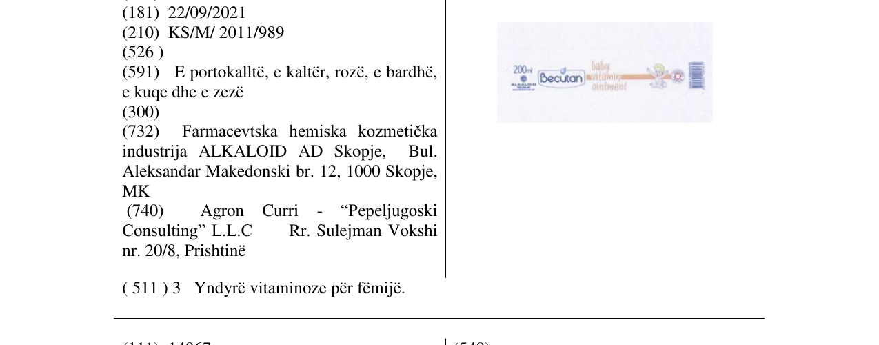 Zëri i markës Becutan në buletin