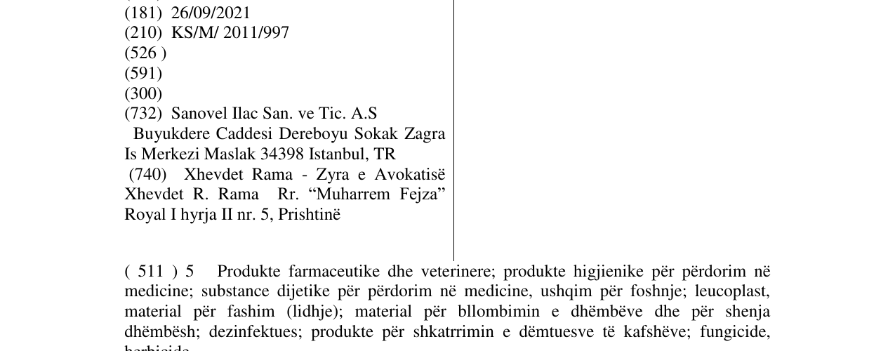 Zëri i markës inceptum - sanovel në buletin