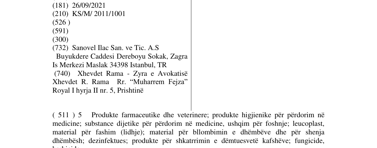 Zëri i markës cardopan - sanovel në buletin