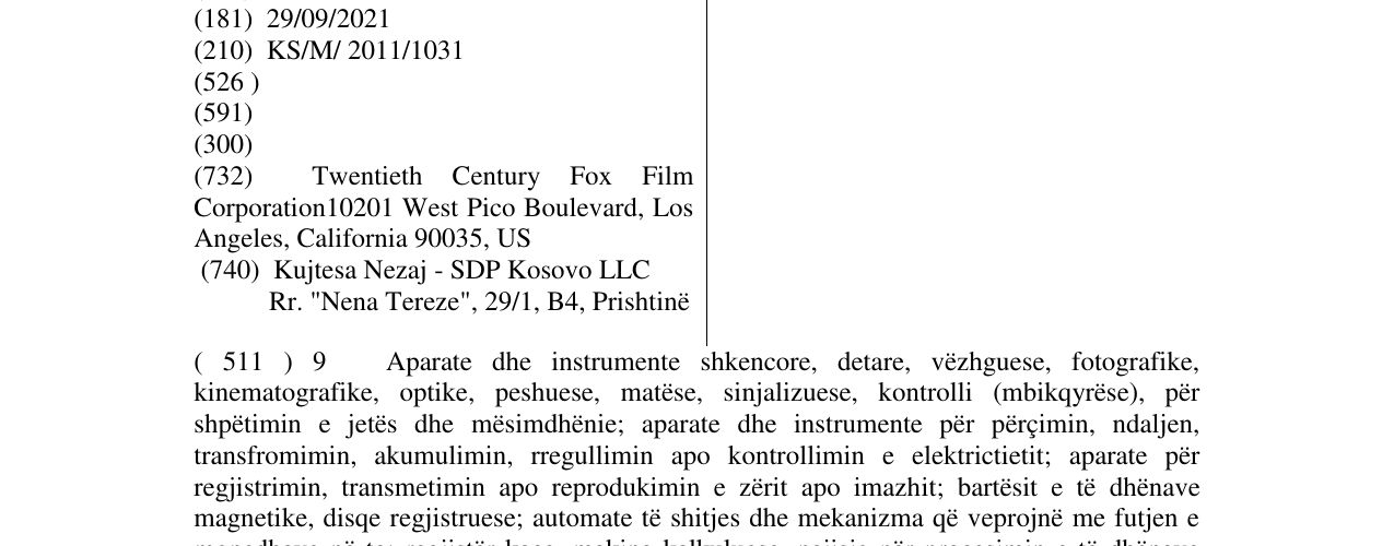 Zëri i markës FOX MOVIES në buletin