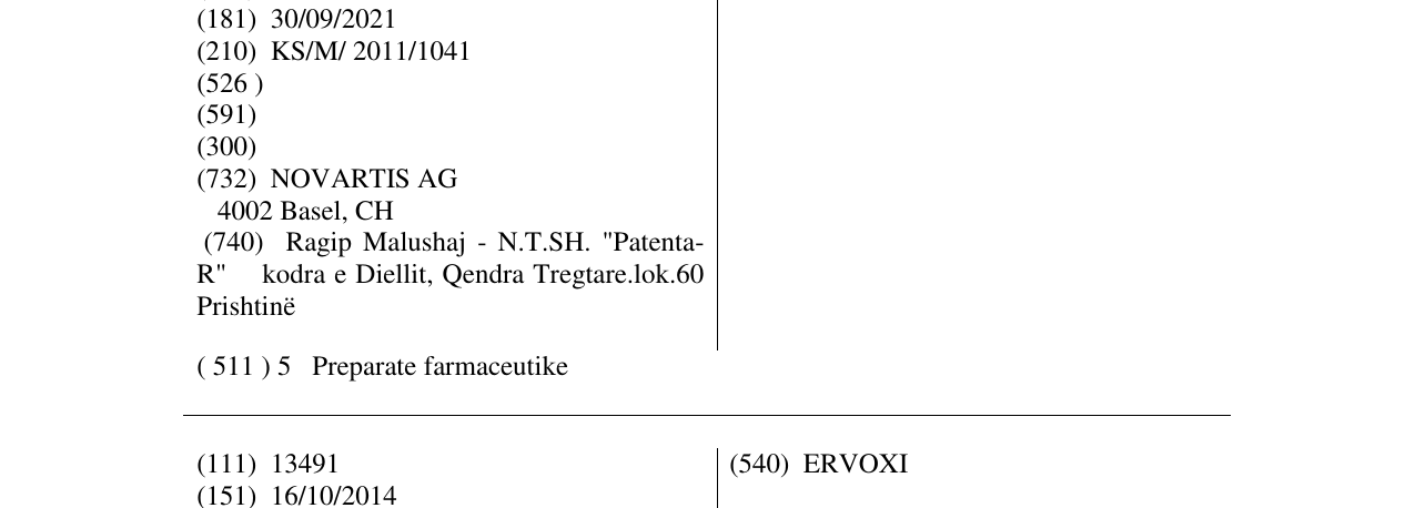 Zëri i markës RASITRIO në buletin