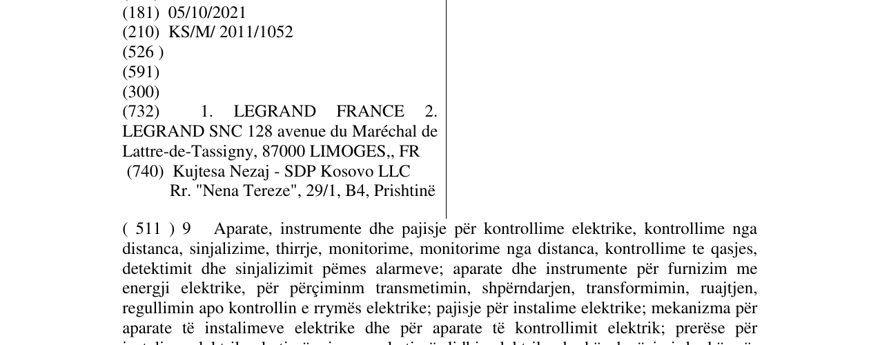 Zëri i markës LEGRAND në buletin