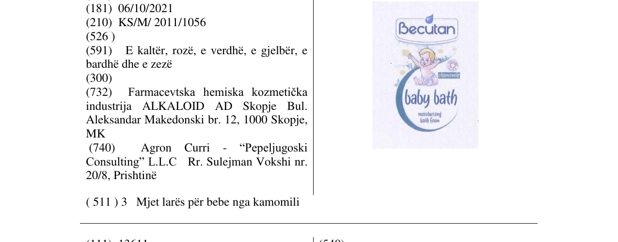 Zëri i markës Becutan në buletin