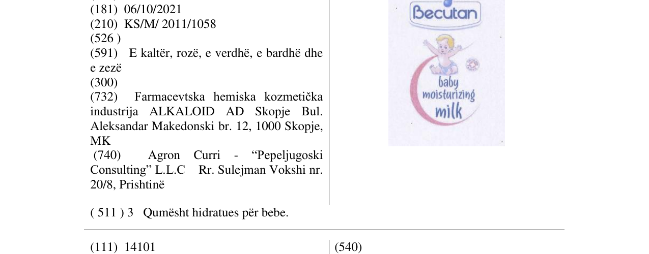 Zëri i markës Becutan në buletin
