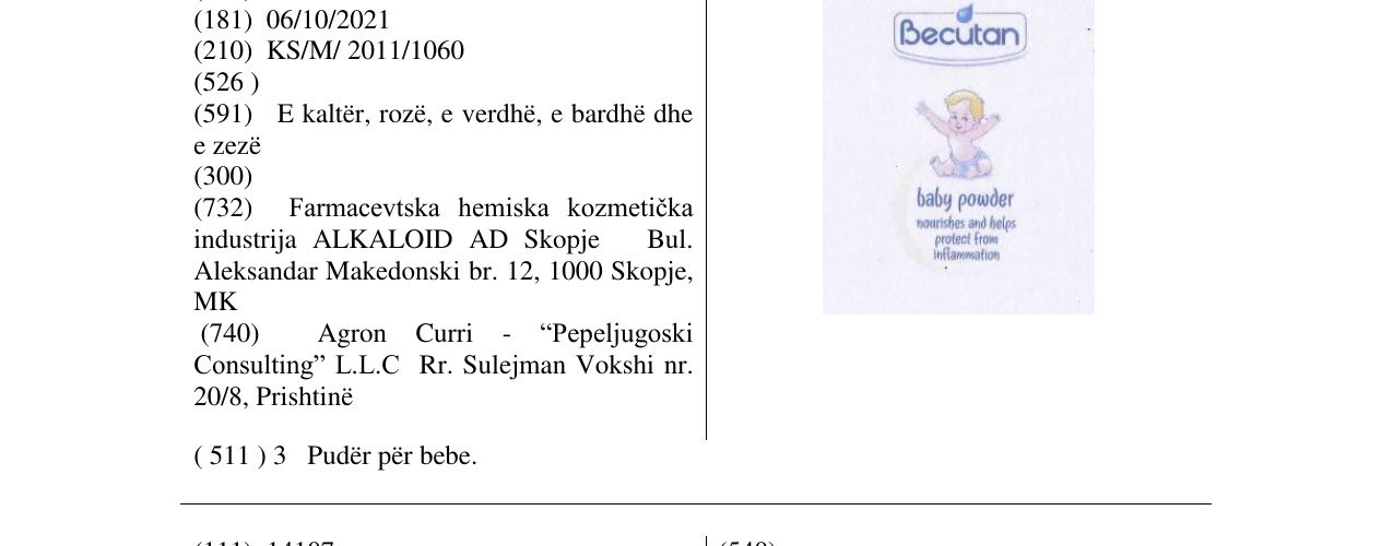 Zëri i markës Becutan në buletin