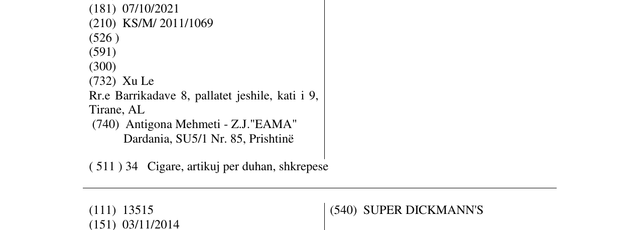 Zëri i markës ARBERIA në buletin