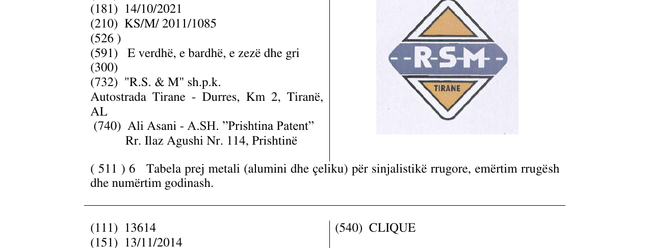 Zëri i markës - - R-S-M- - në buletin
