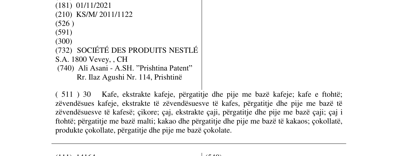 Zëri i markës CHOCOCINO në buletin