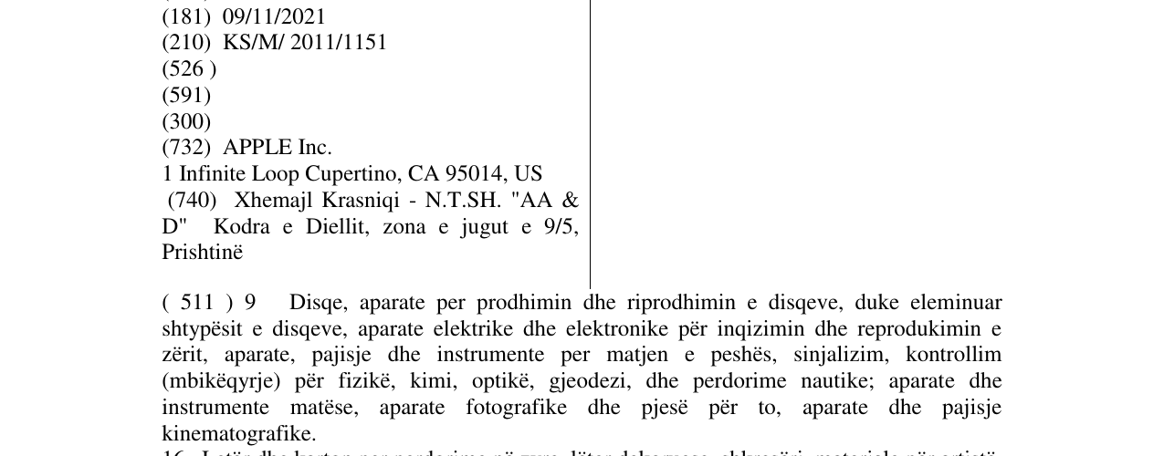 Zëri i markës APPLE në buletin