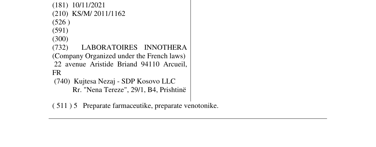 Zëri i markës PHLEBODIA në buletin