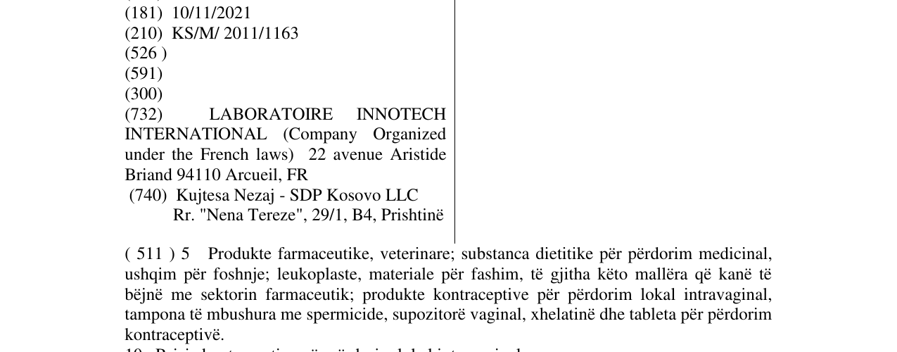 Zëri i markës PHARMATEX në buletin