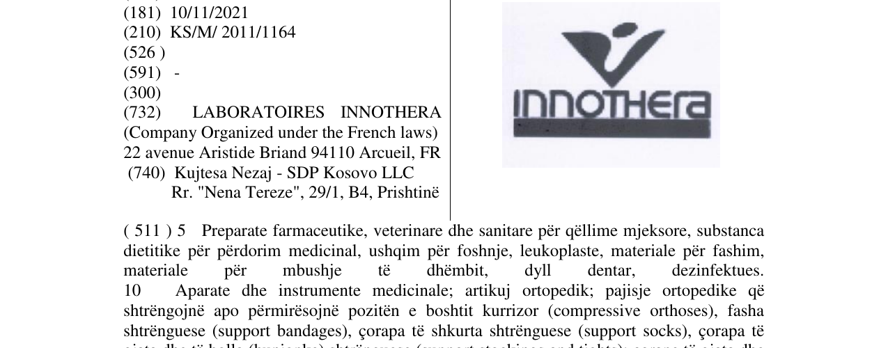 Zëri i markës Innothera në buletin
