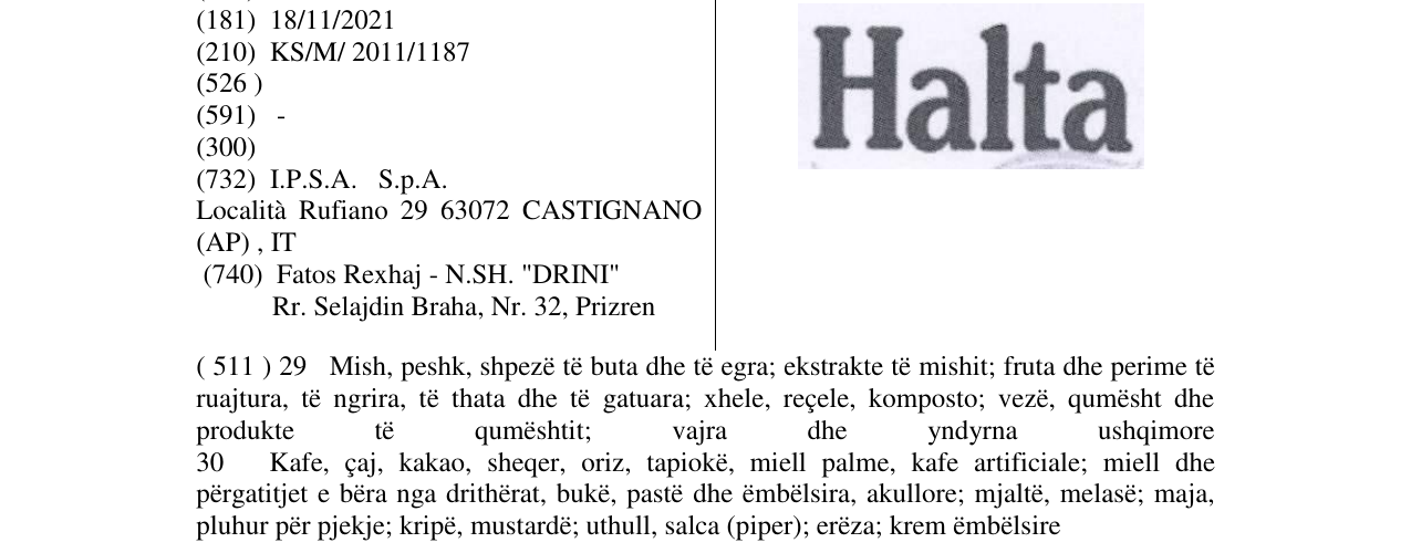 Zëri i markës Halta në buletin