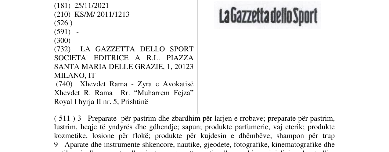 Zëri i markës LaGazzetta dello Sport në buletin