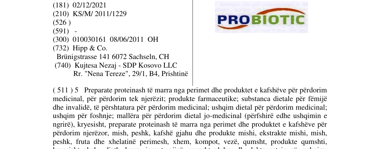 Zëri i markës PROBIOTIC në buletin