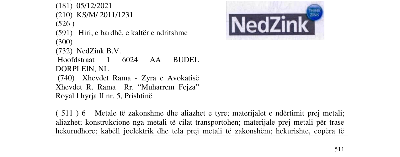 Zëri i markës NedZink në buletin