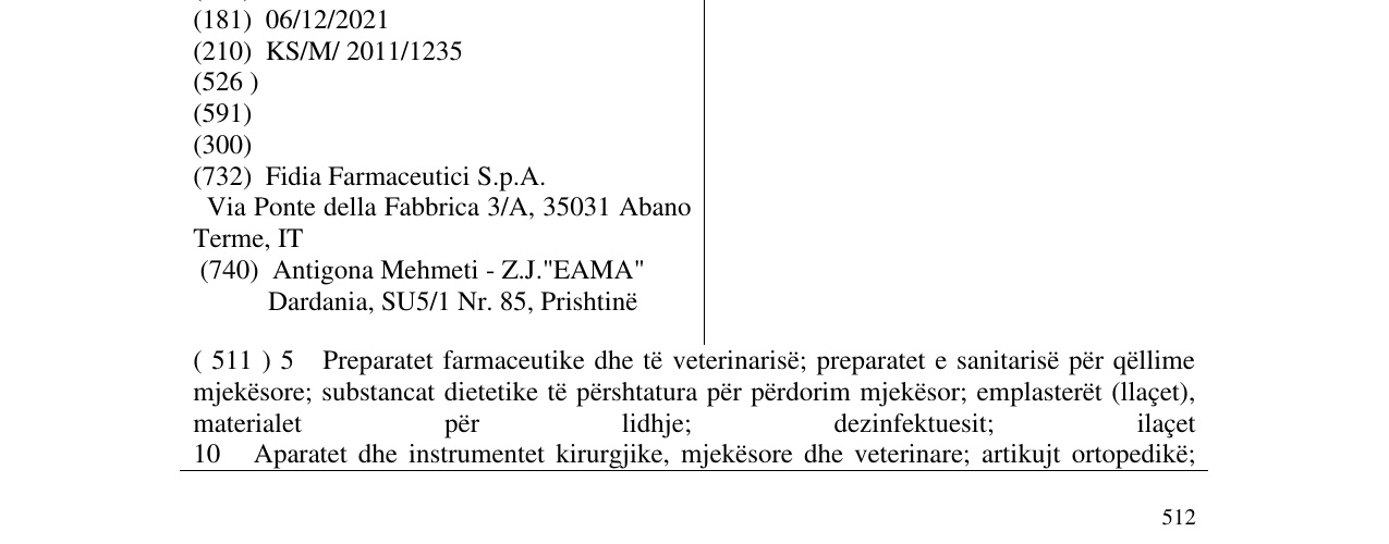 Zëri i markës HYALGAN në buletin