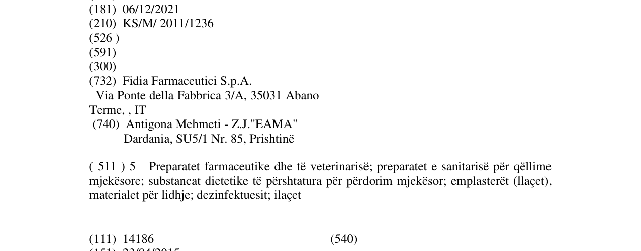 Zëri i markës CONNETTIVINA në buletin