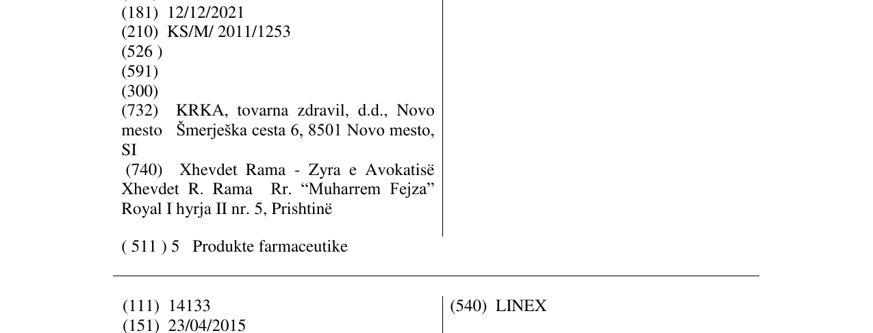 Zëri i markës SEPTANAZAL në buletin
