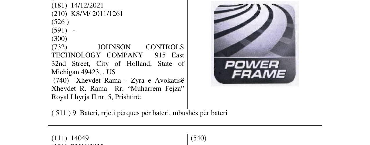 Zëri i markës POWER FRAME në buletin