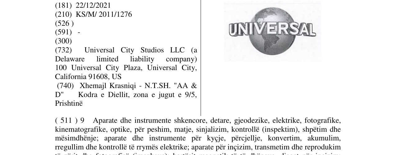 Zëri i markës UNIVERSAL në buletin
