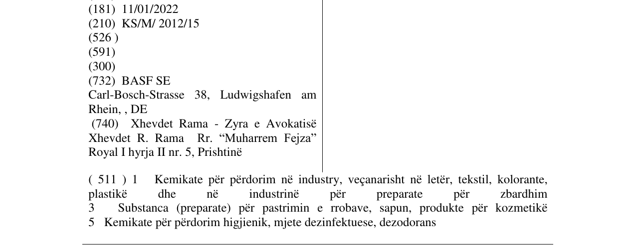 Zëri i markës IRGASAN në buletin