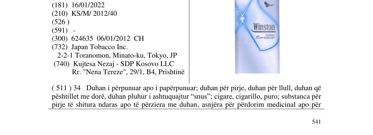 Zëri i markës Winston në buletin