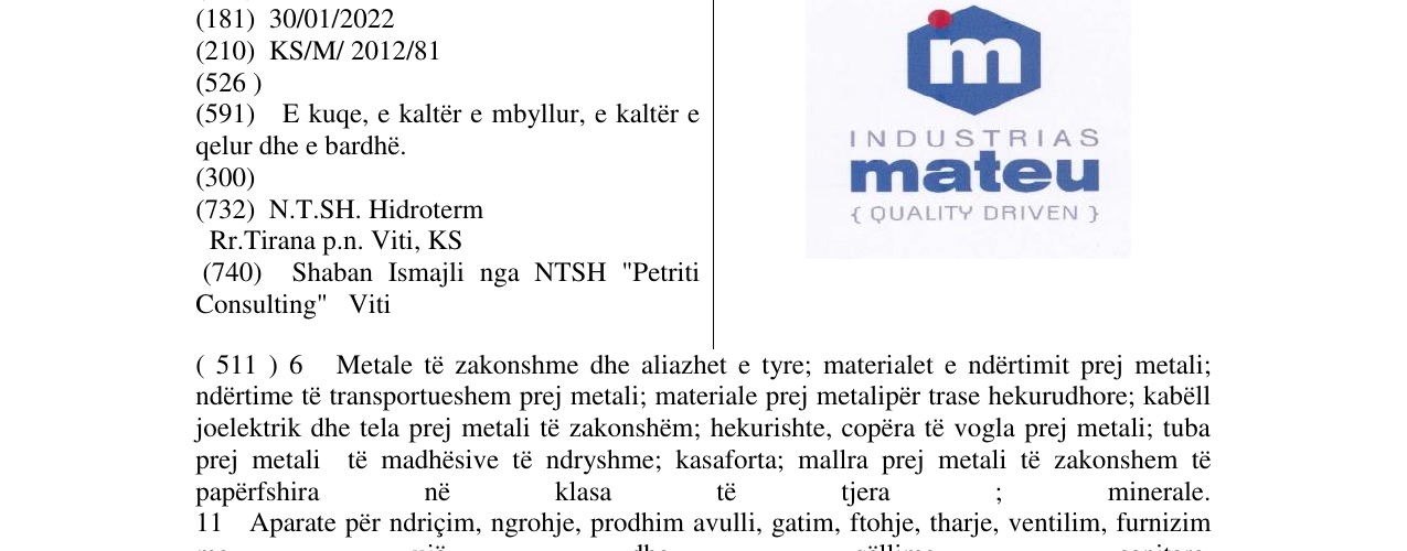 Zëri i markës INDUSTRIAS mateu në buletin