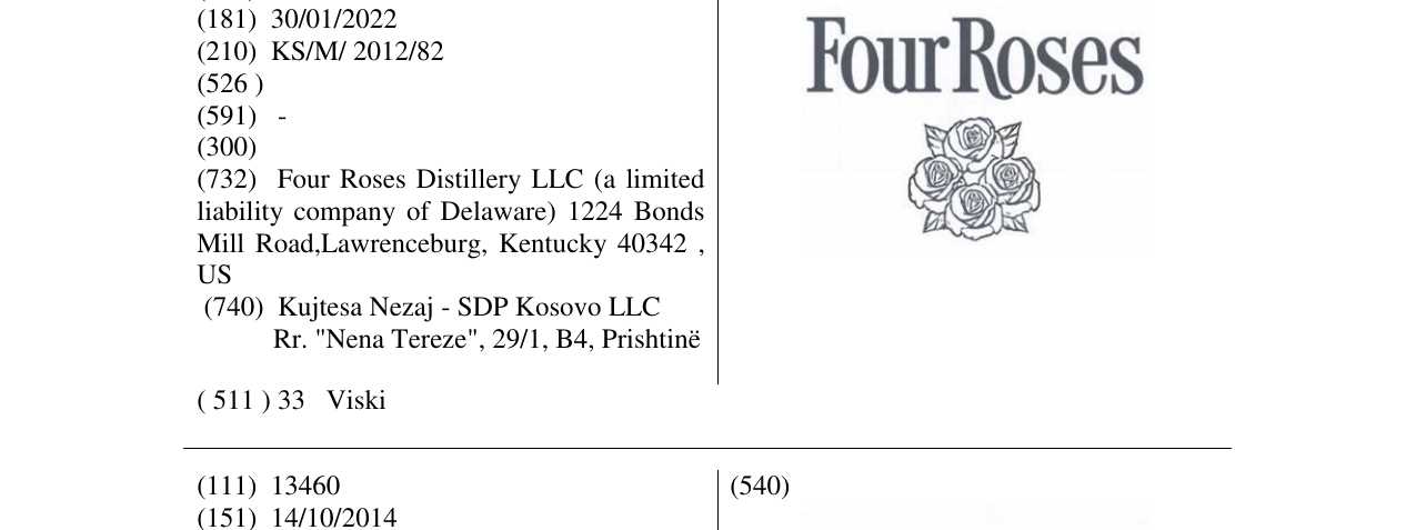 Zëri i markës Four Roses në buletin