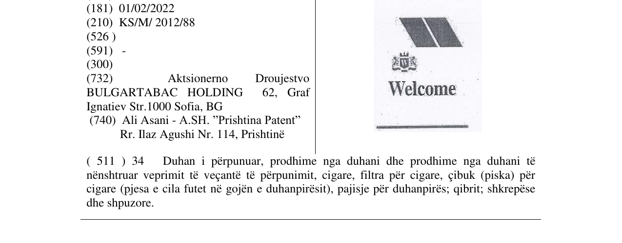 Zëri i markës Welcome në buletin