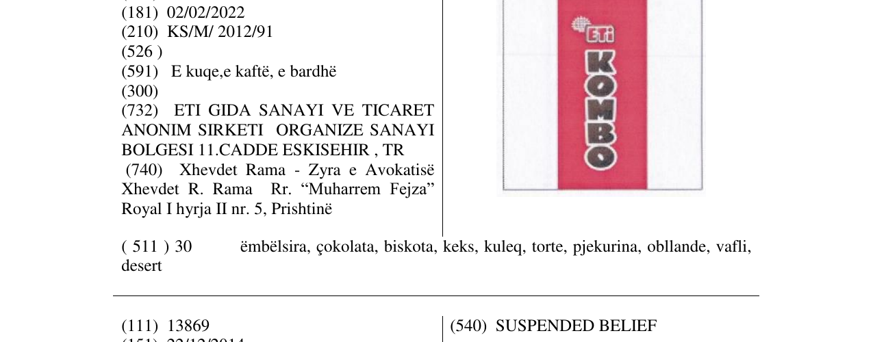 Zëri i markës ETi KOMBO në buletin