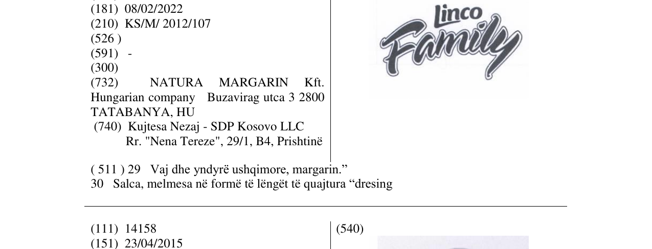 Zëri i markës Linco Family në buletin