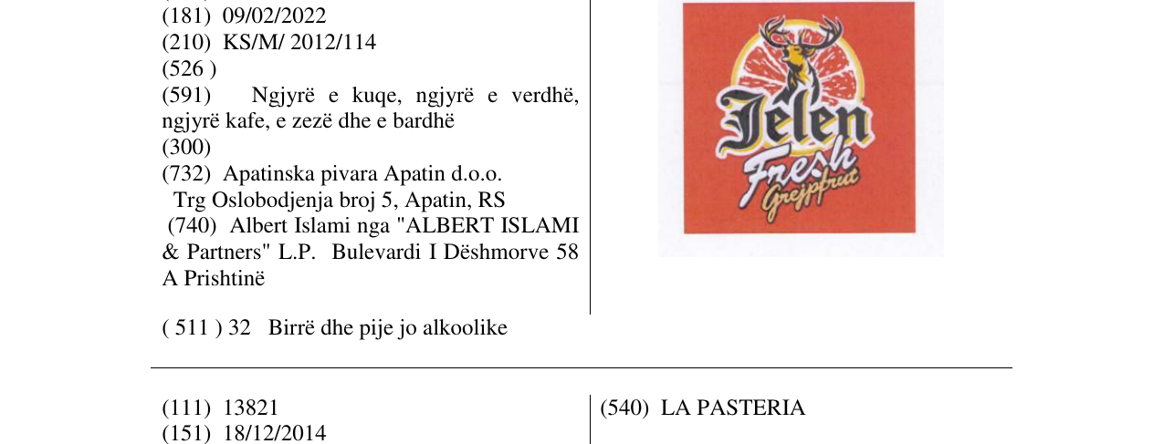 Zëri i markës Jelen Fresh Grejpfrut në buletin