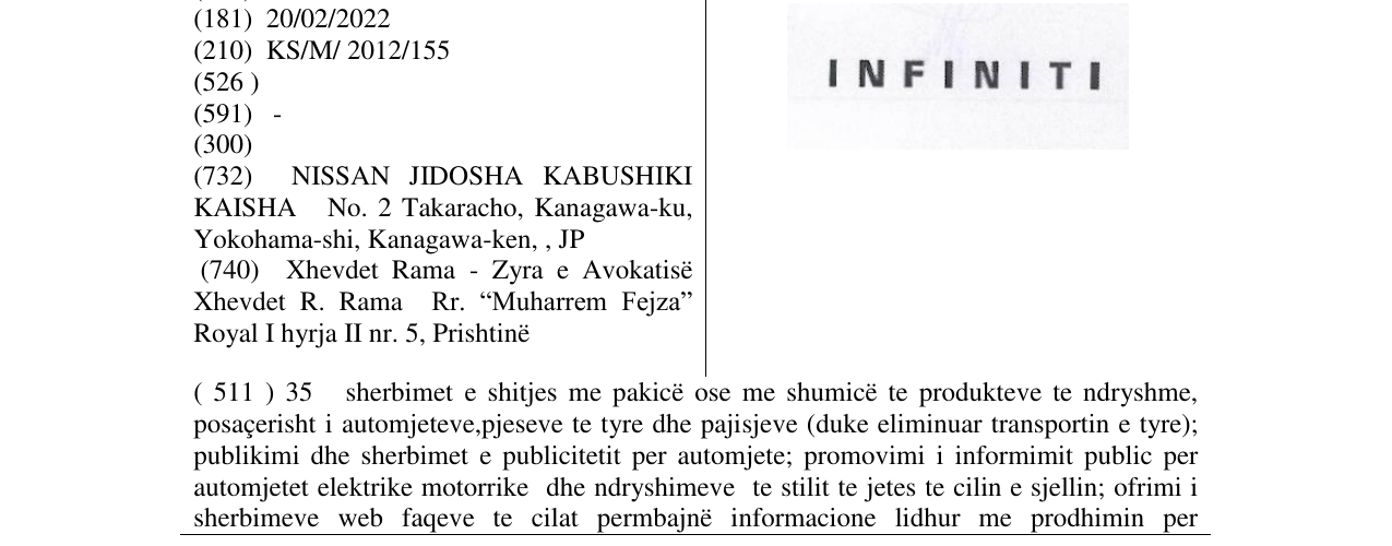 Zëri i markës I N F IN I T I në buletin