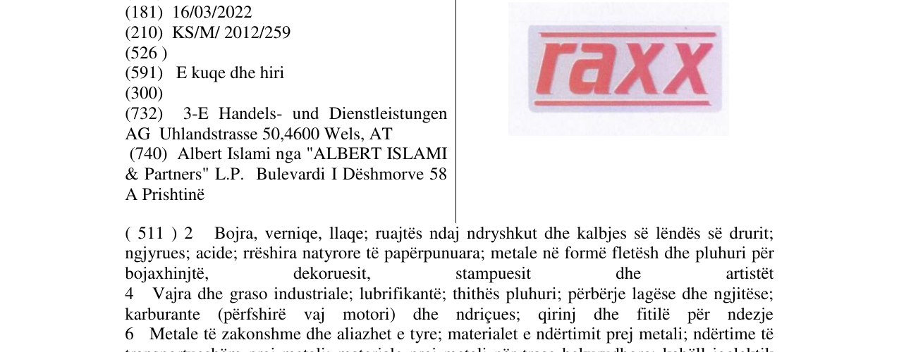 Zëri i markës raxx në buletin