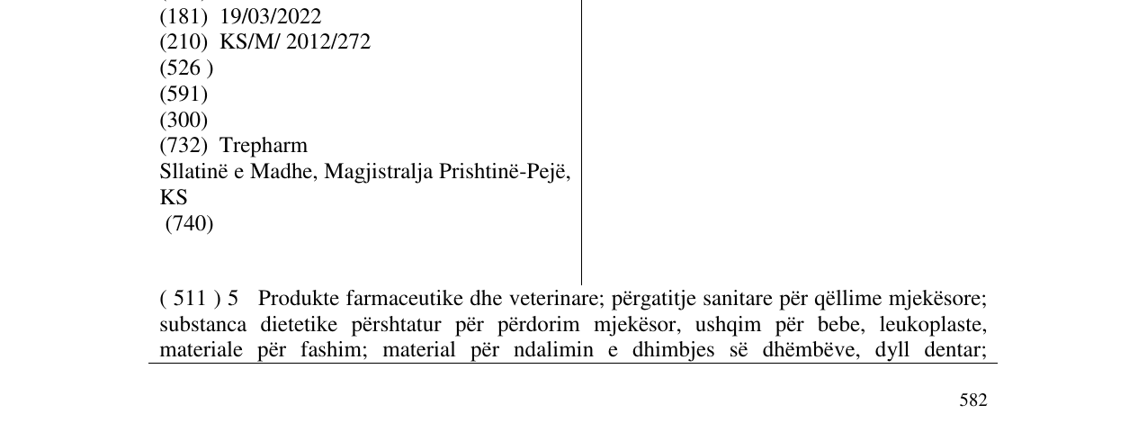 Zëri i markës TRICLAZIDE në buletin