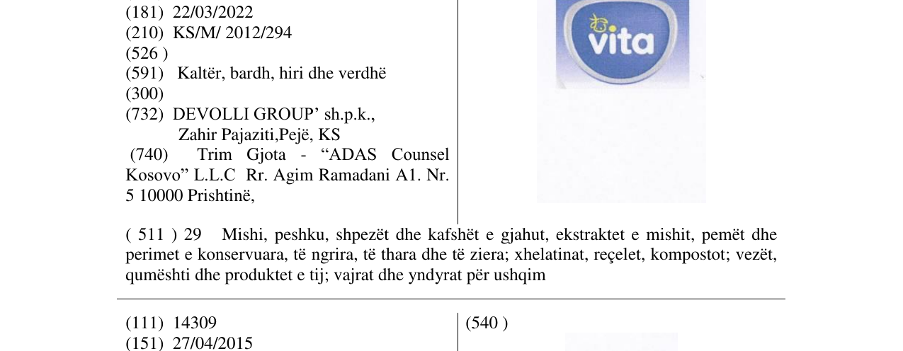 Zëri i markës vita në buletin