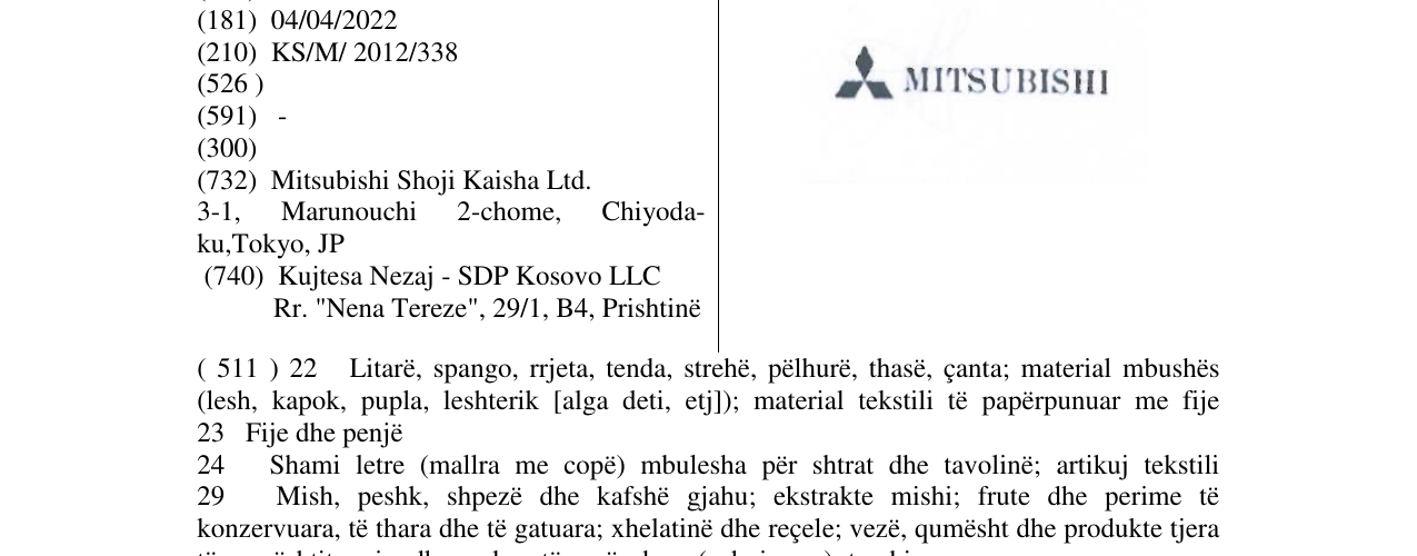 Zëri i markës MITSUBISHI në buletin