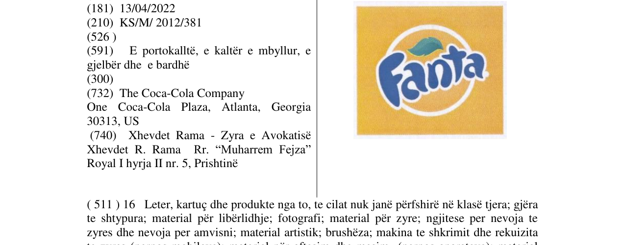 Zëri i markës Fanta në buletin