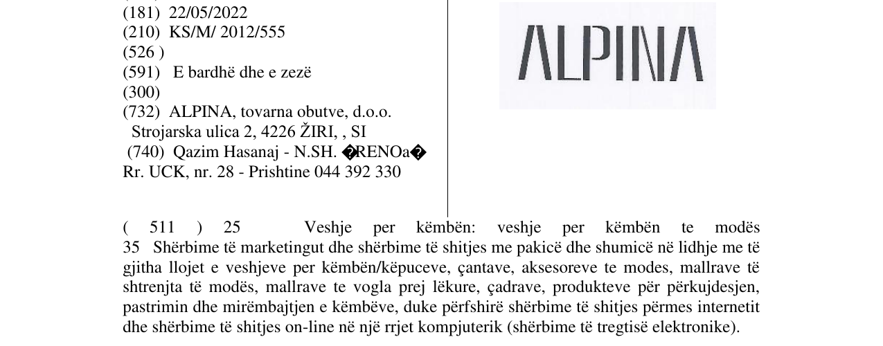 Zëri i markës ALPINA në buletin