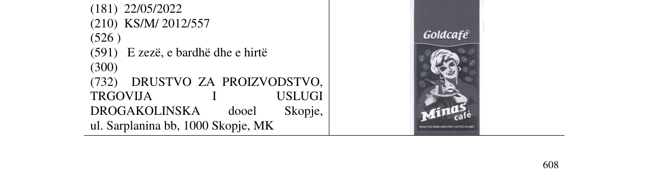 Zëri i markës Goldcafé në buletin