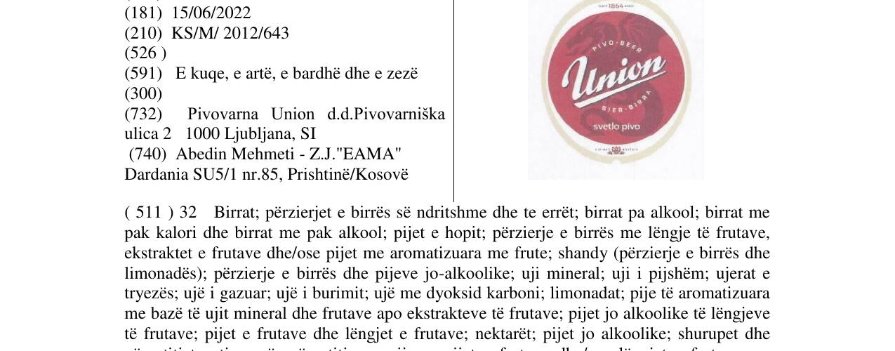 Zëri i markës Union në buletin