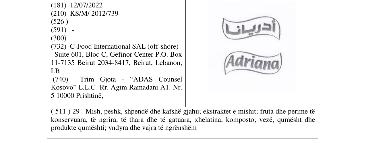 Zëri i markës Adriana në buletin