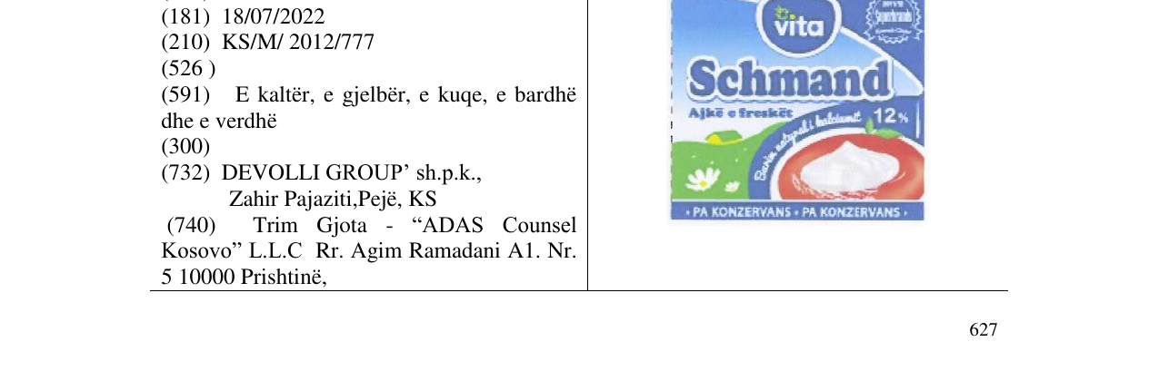 Zëri i markës Schmand në buletin